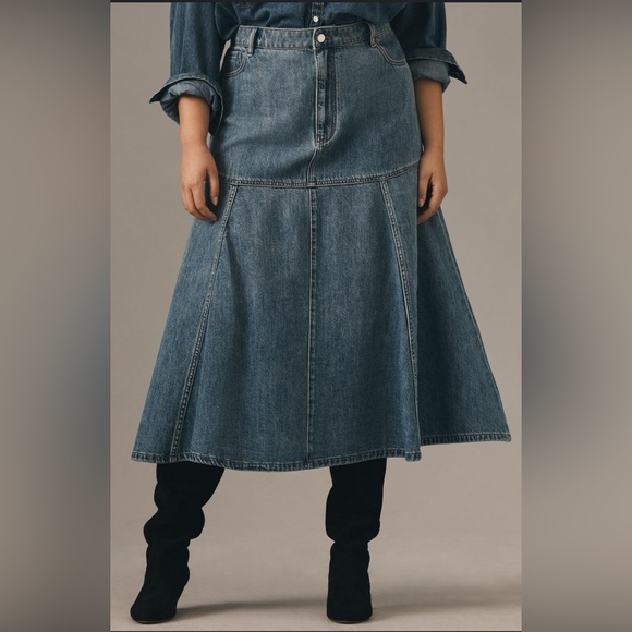 Anthropologie Dresses & Skirts - Anthropologie Denim Midi Skirt in Blue
